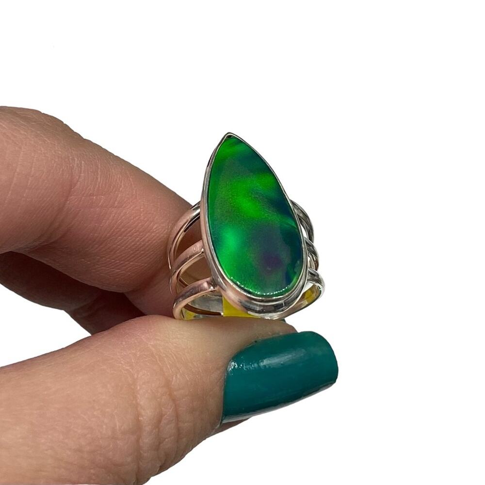 Aura Fire Opal Ring Solid Sterling Silver 925 Sto… - image 3